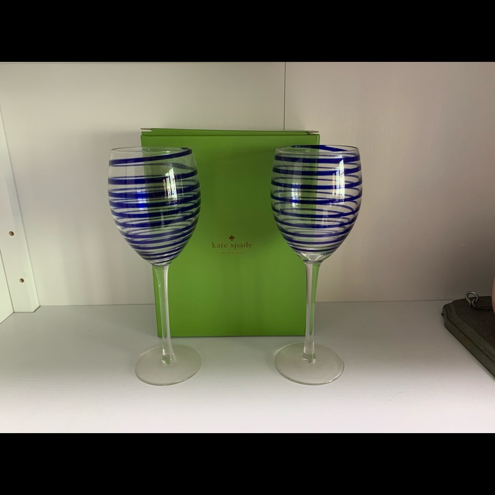 Blue swirl Charlotte street stemware Kate Spade